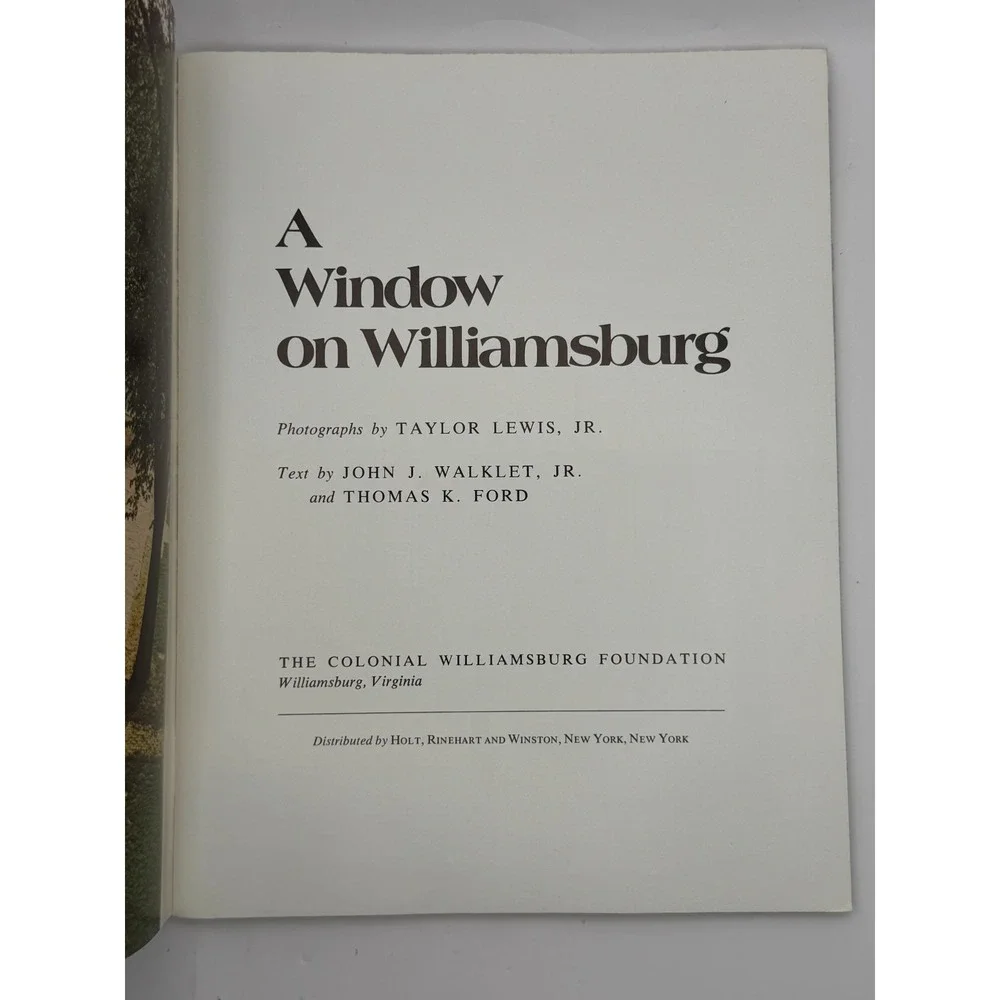 A Window on Williamsburg Revised Edition 1978 Colonial Virginia Photography Book